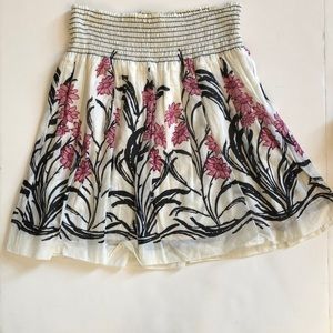 Max Studio, Ivory, Pink and Brown Floral Skirt